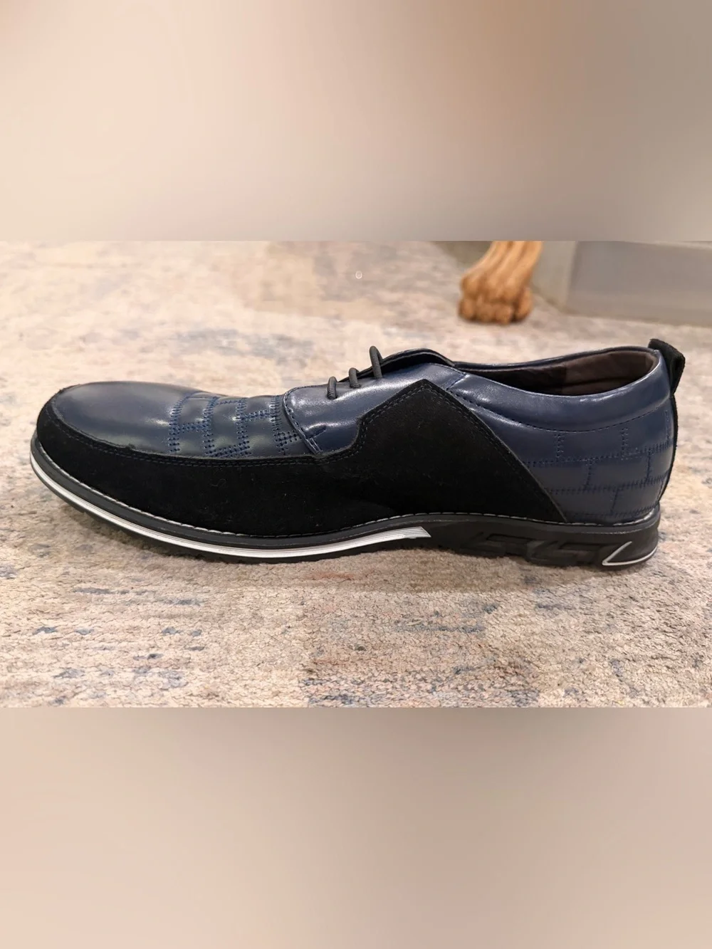 Gatsby Men's Navy and Black Leather Casual Lace-Up Shoes